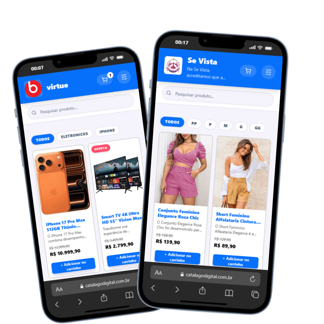 Catalogo Digital em uso no celular